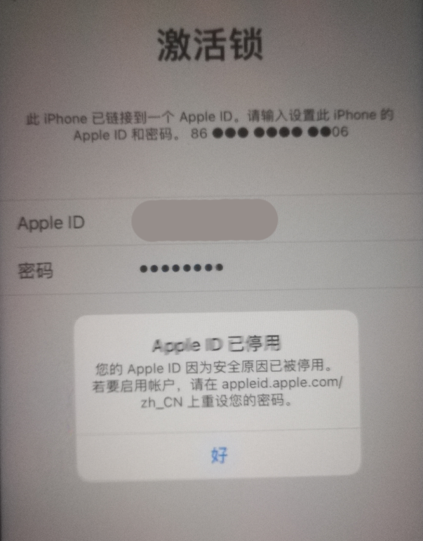 木鱼镇苹果手机维修分享iPhone 12 出现提示“Apple ID 已停用”怎么办 